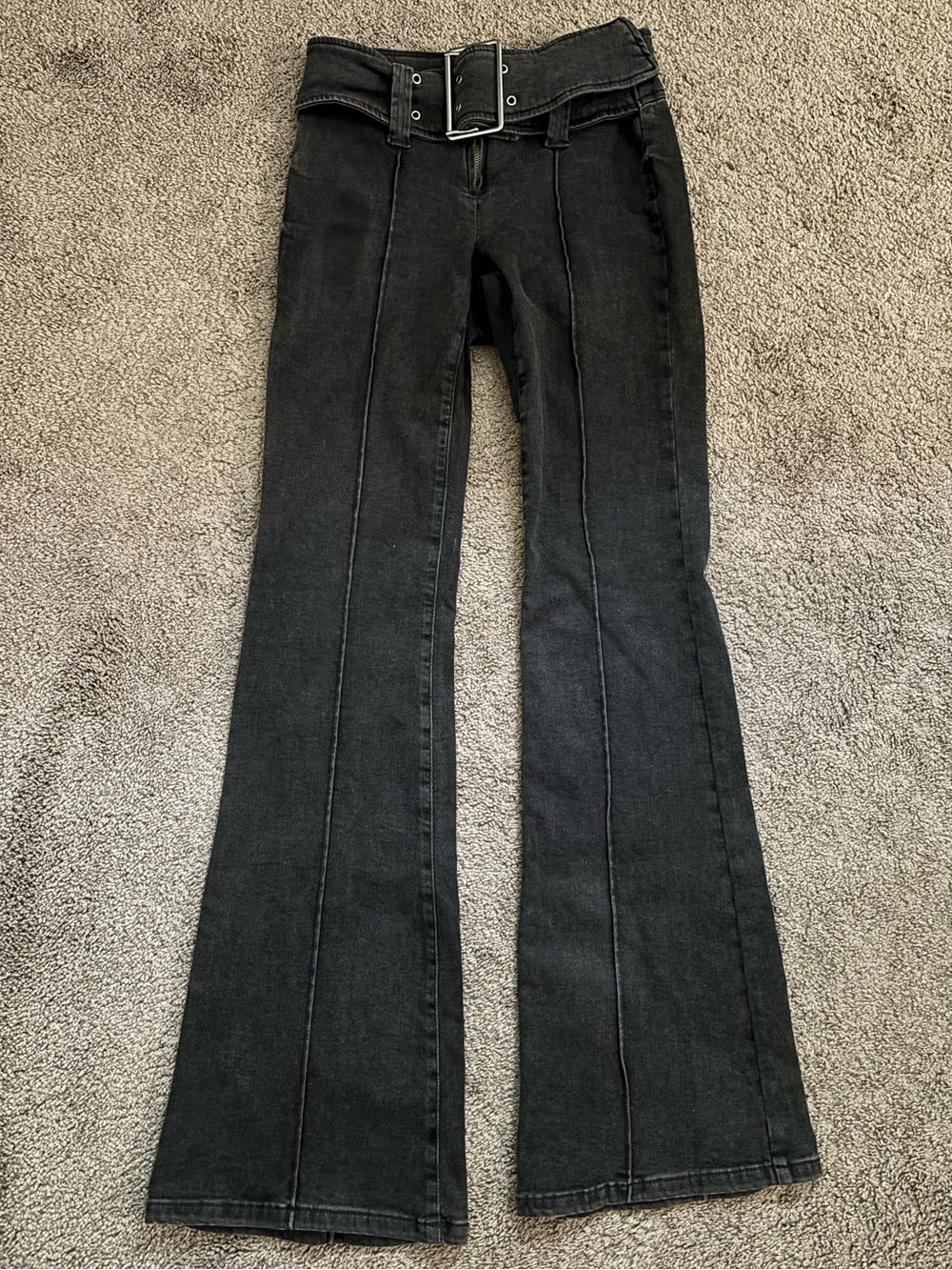 Garage Denim Extreme Low Rise Flare Belted Jeans Size 3